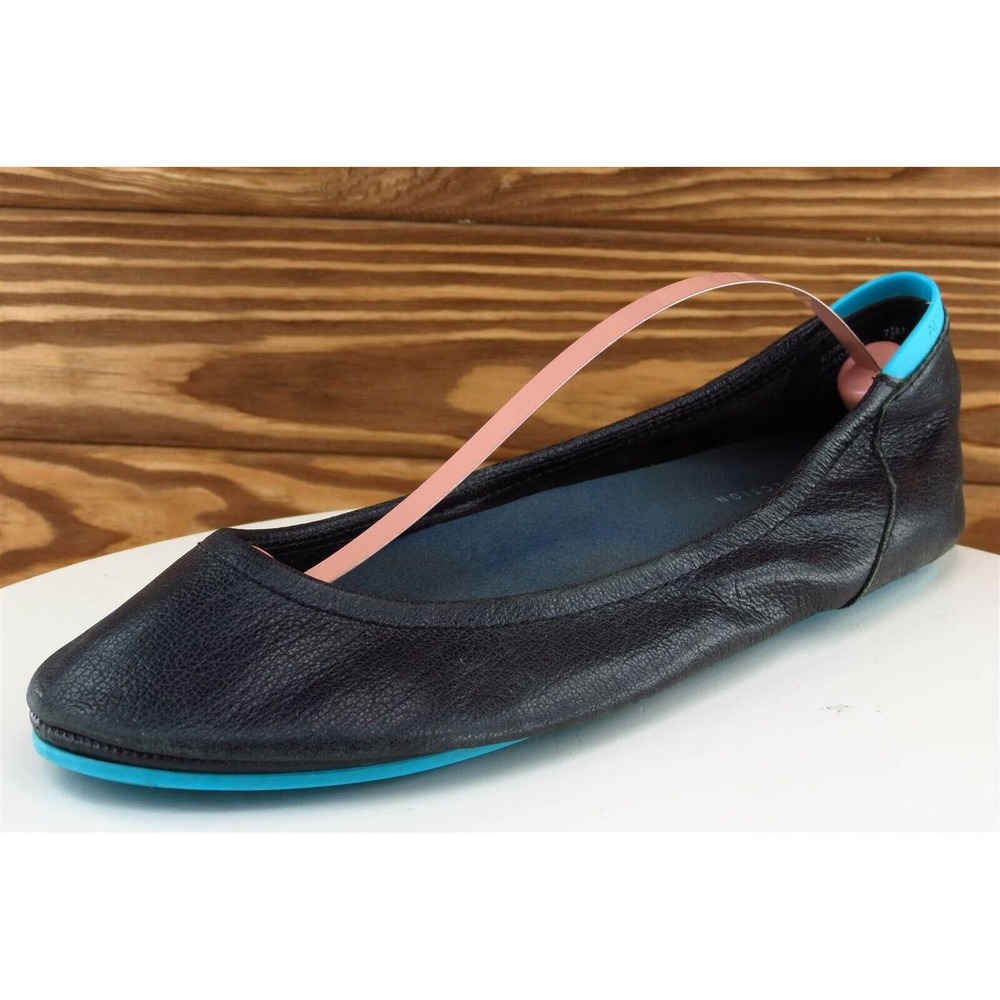 Adam Tucker Black Ballet Flat with Teal Sole